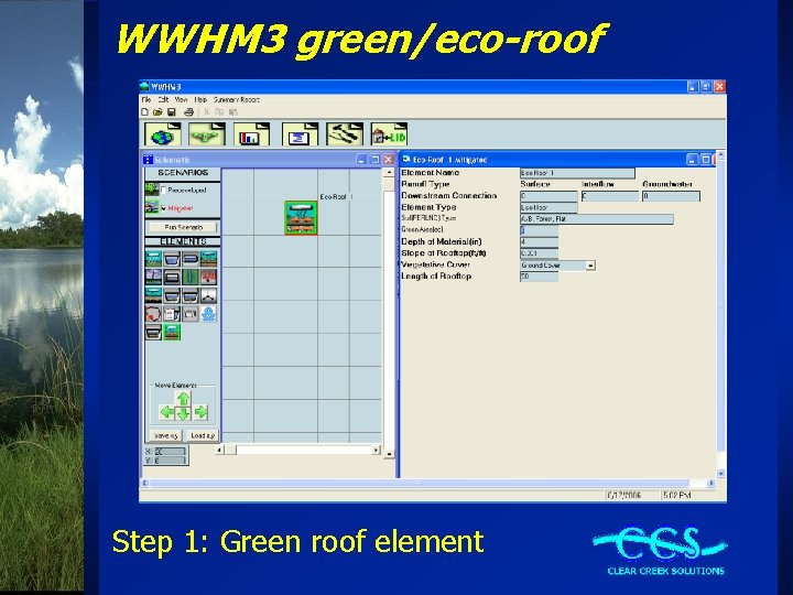 WWHM 3 green/eco-roof Step 1: Green roof element 