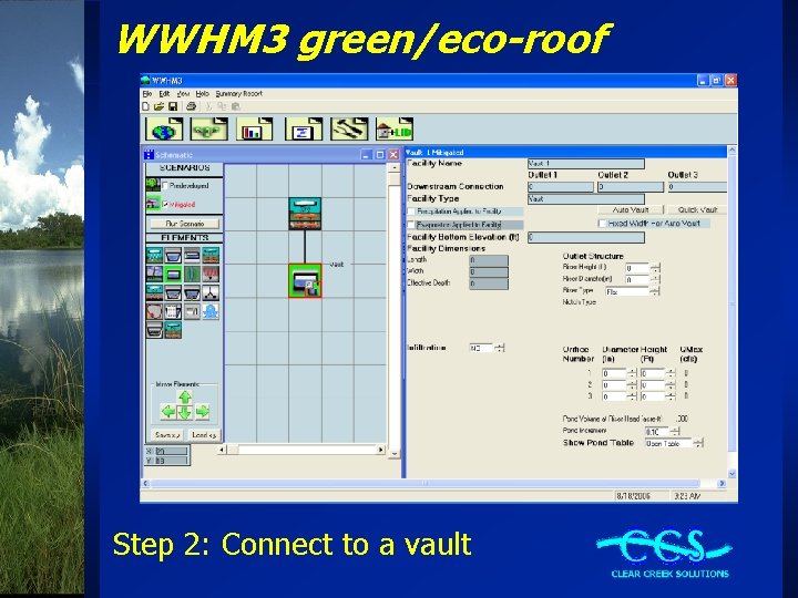 WWHM 3 green/eco-roof Step 2: Connect to a vault 