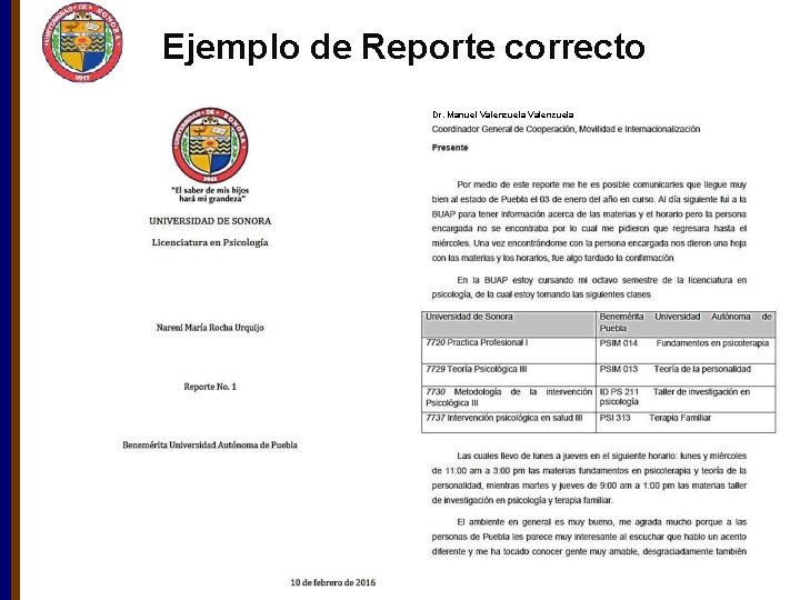 Ejemplo de Reporte correcto Dr. Manuel Valenzuela 
