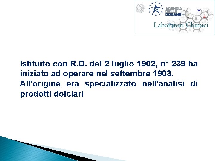 Istituito con R. D. del 2 luglio 1902, n° 239 ha iniziato ad operare