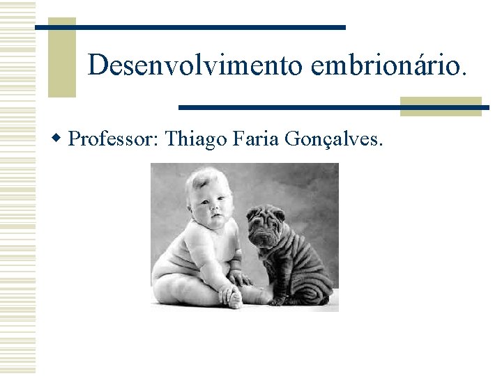 Desenvolvimento embrionário. w Professor: Thiago Faria Gonçalves. 