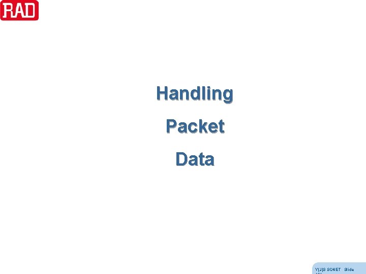 Handling Packet Data Y(J)S SONET Slide Handling Packet Data Y(J)S SONET Slide