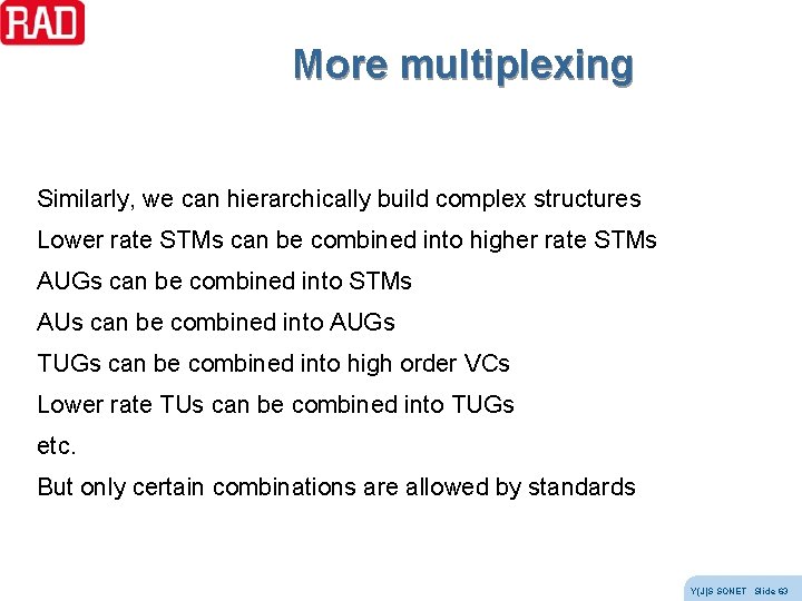 More multiplexing Similarly, we can hierarchically build complex structures Lower rate STMs can be More multiplexing Similarly, we can hierarchically build complex structures Lower rate STMs can be