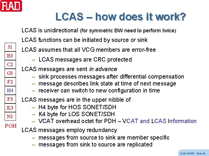 LCAS – how does it work? LCAS is unidirectional (for symmetric BW need to LCAS – how does it work? LCAS is unidirectional (for symmetric BW need to