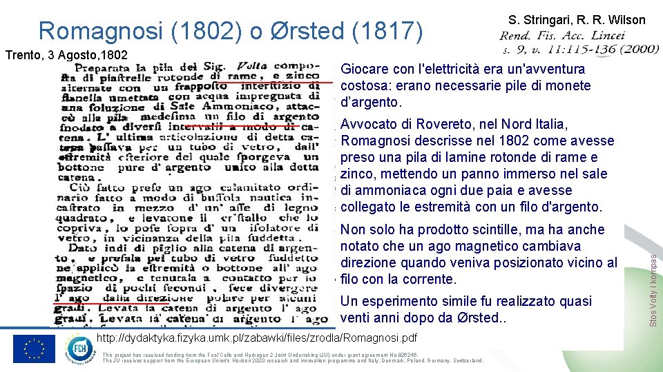 Romagnosi (1802) o Ørsted (1817) Trento, 3 Agosto, 1802 S. Stringari, R. R. Wilson