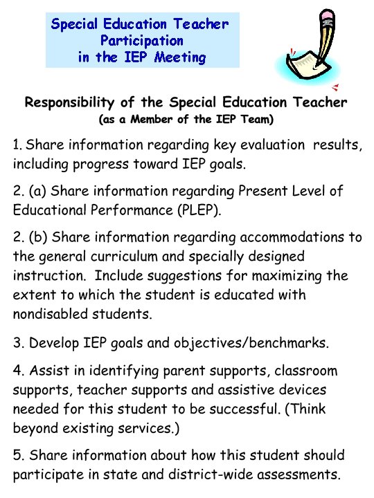 Special Education Teacher Participation in the IEP Meeting 