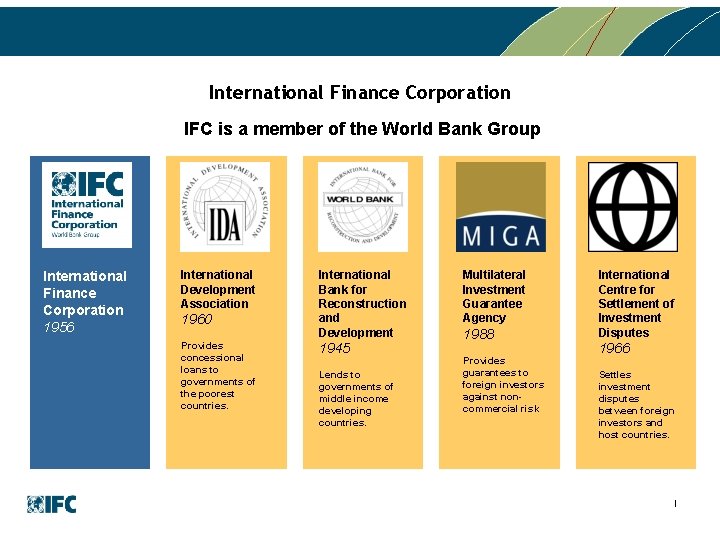 International Finance Corporation IFC is a member of the World Bank Group International Finance