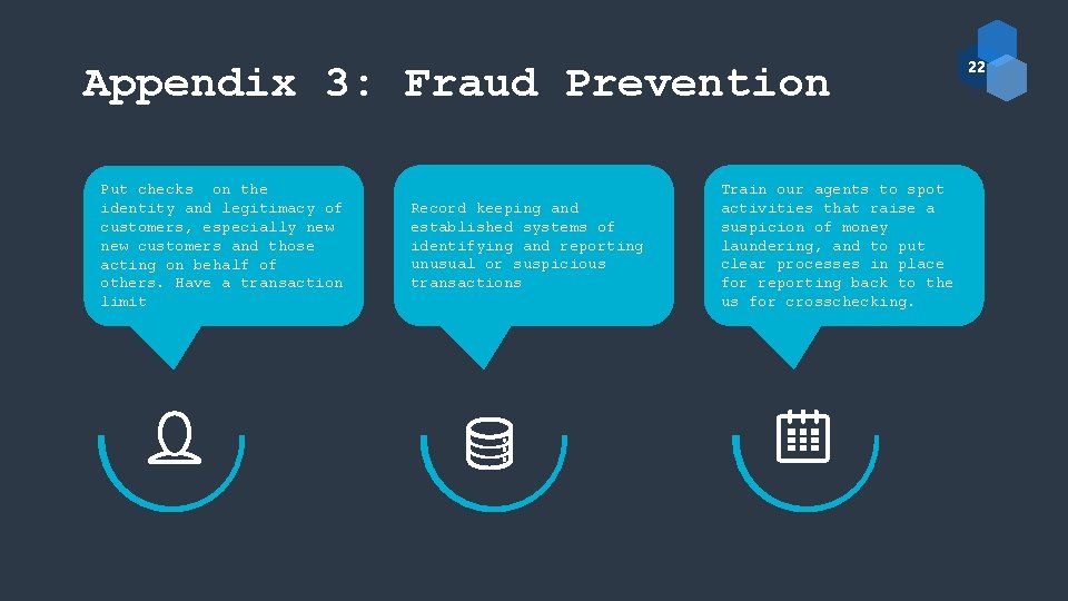 Appendix 3: Fraud Prevention Put checks on the identity and legitimacy of customers, especially