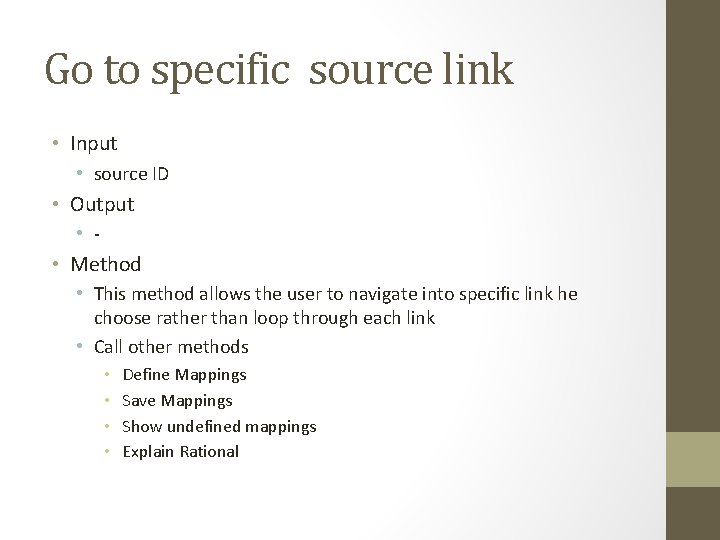 Go to specific source link • Input • source ID • Output • -