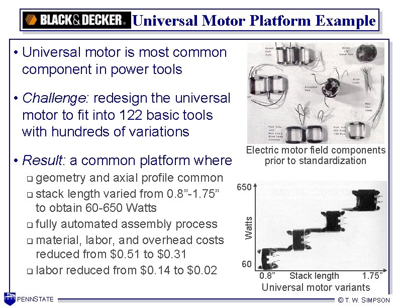 Universal Motor Platform Example • Universal motor is most common component in power tools