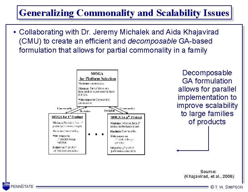 Generalizing Commonality and Scalability Issues • Collaborating with Dr. Jeremy Michalek and Aida Khajavirad