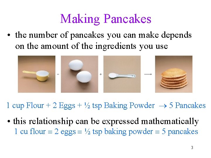 Making Pancakes • the number of pancakes you can make depends on the amount