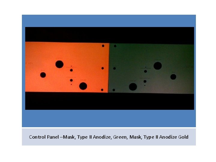 Control Panel –Mask, Type II Anodize, Green, Mask, Type II Anodize Gold 