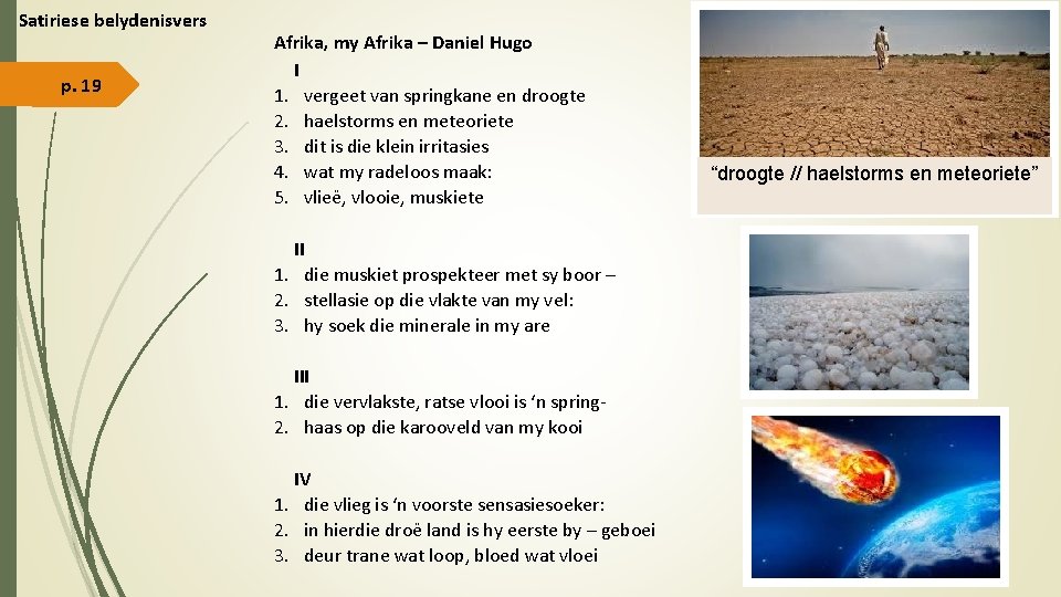 Satiriese belydenisvers p. 19 Afrika, my Afrika – Daniel Hugo I 1. vergeet van