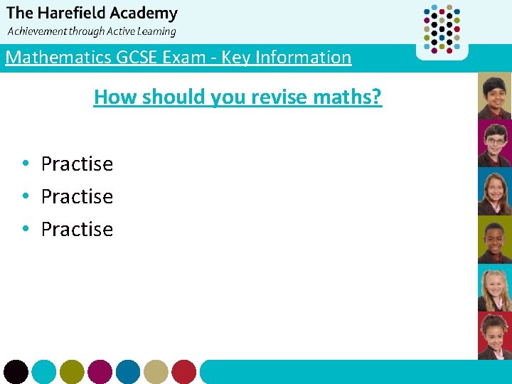 Mathematics GCSE Exam - Key Information How should you revise maths? • Practise 
