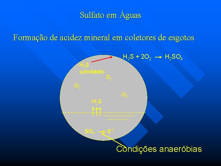 Sulfato em Águas Formação de acidez mineral em coletores de esgotos H 2 S