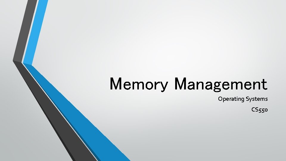 Memory Management Operating Systems CS 550 