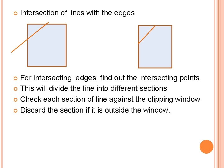  Intersection of lines with the edges For intersecting edges find out the intersecting