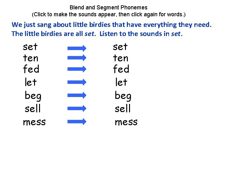 Blend and Segment Phonemes (Click to make the sounds appear, then click again for