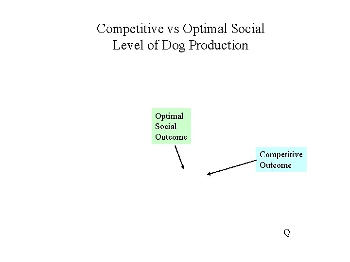 Competitive vs Optimal Social Level of Dog Production Optimal Social Outcome Competitive Outcome Q