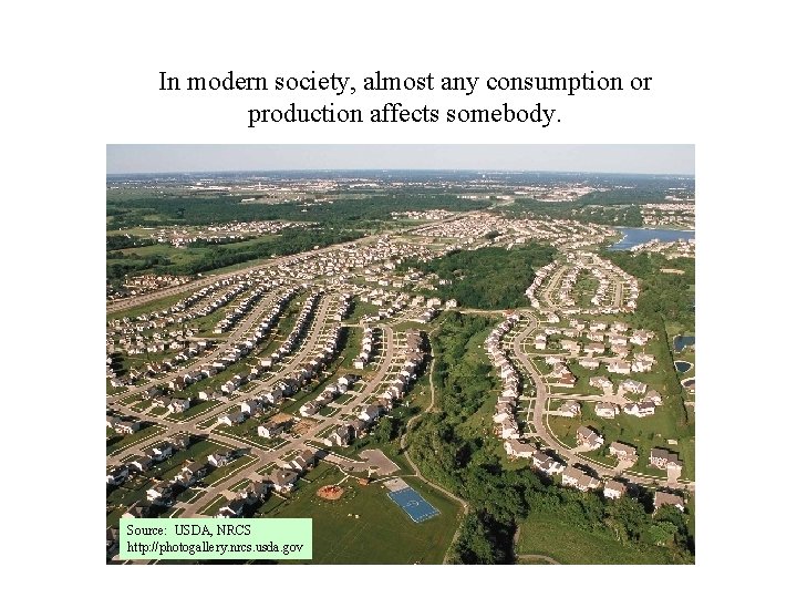 In modern society, almost any consumption or production affects somebody. Source: USDA, NRCS http: