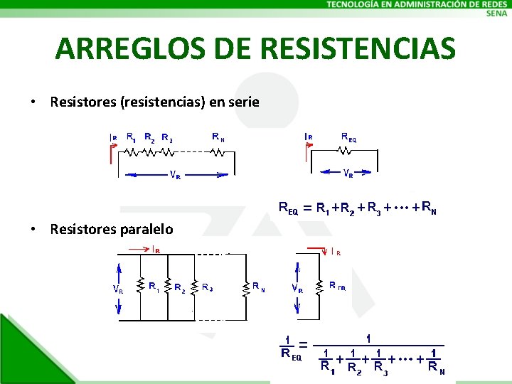 ARREGLOS DE RESISTENCIAS • Resistores (resistencias) en serie • Resistores paralelo 