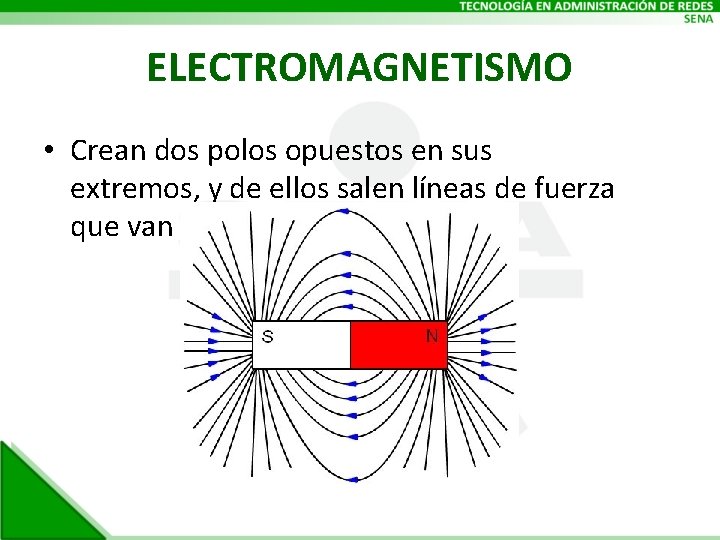 ELECTROMAGNETISMO • Crean dos polos opuestos en sus extremos, y de ellos salen líneas