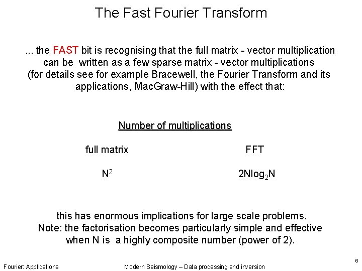 The Fast Fourier Transform. . . the FAST bit is recognising that the full The Fast Fourier Transform. . . the FAST bit is recognising that the full