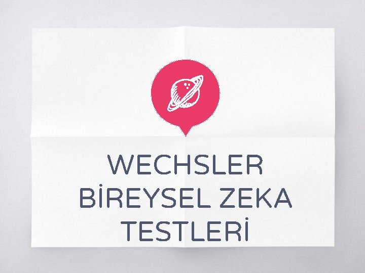 WECHSLER BİREYSEL ZEKA TESTLERİ 