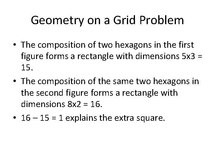 Geometry on a Grid Problem • The composition of two hexagons in the first