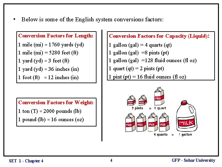  • Below is some of the English system conversions factors: Conversion Factors for