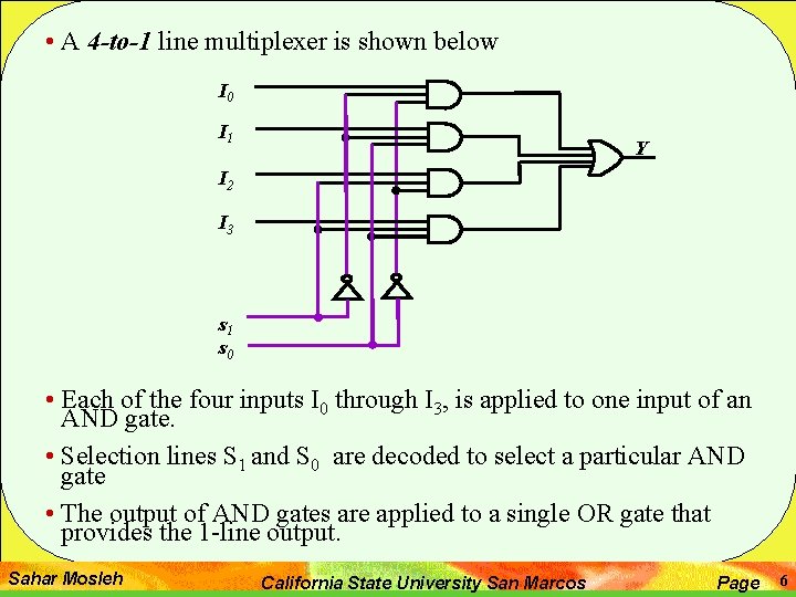  • A 4 -to-1 line multiplexer is shown below I 0 I 1
