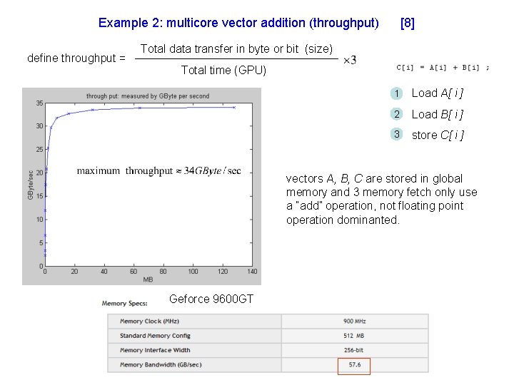 Example 2: multicore vector addition (throughput) define throughput = [8] Total data transfer in