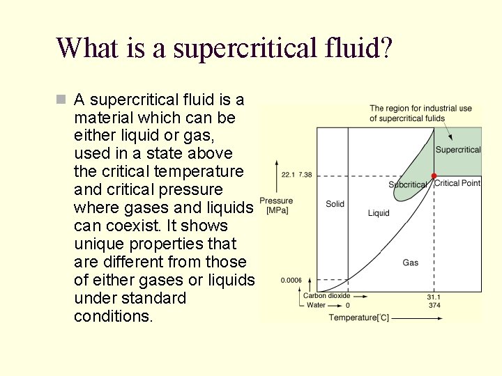 What is a supercritical fluid? n A supercritical fluid is a material which can What is a supercritical fluid? n A supercritical fluid is a material which can