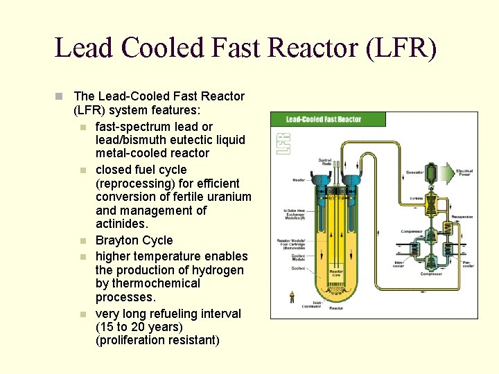 Lead Cooled Fast Reactor (LFR) n The Lead-Cooled Fast Reactor (LFR) system features: n Lead Cooled Fast Reactor (LFR) n The Lead-Cooled Fast Reactor (LFR) system features: n