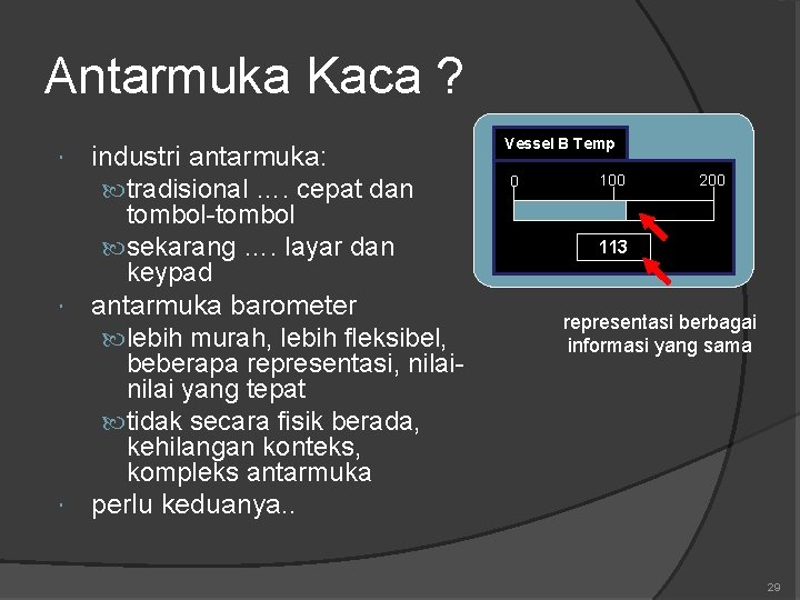 Antarmuka Kaca ? industri antarmuka: tradisional …. cepat dan tombol-tombol sekarang …. layar dan