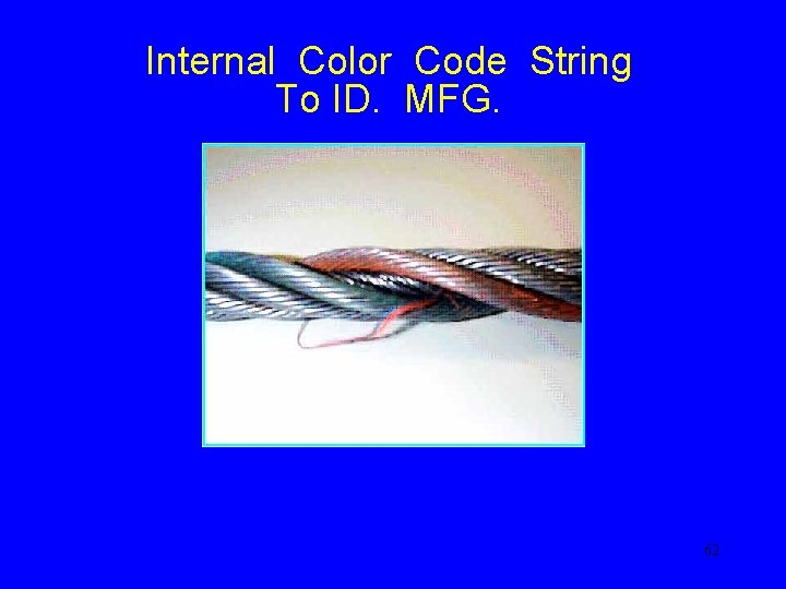 Internal Color Code String To ID. MFG. 62 