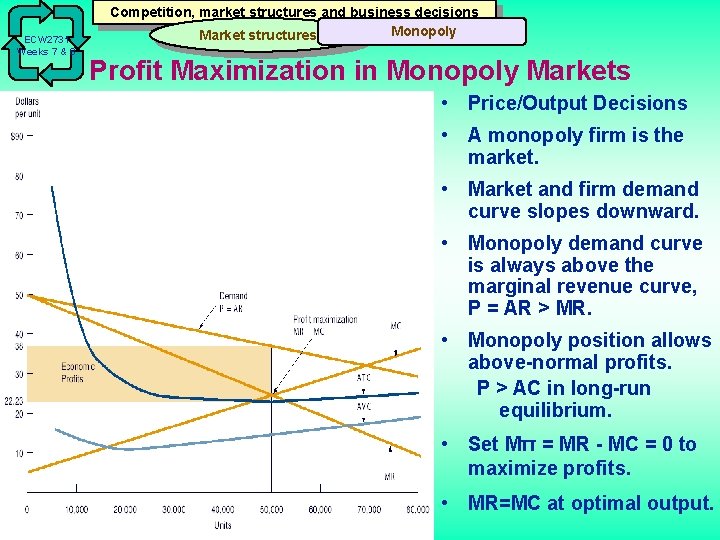 ECW 2731 Weeks 7 & 8 Competition, market structures and business decisions Monopoly Market