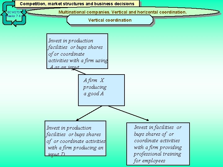 Competition, market structures and business decisions ECW 2731 Weeks 7 & 8 Multinational companies.