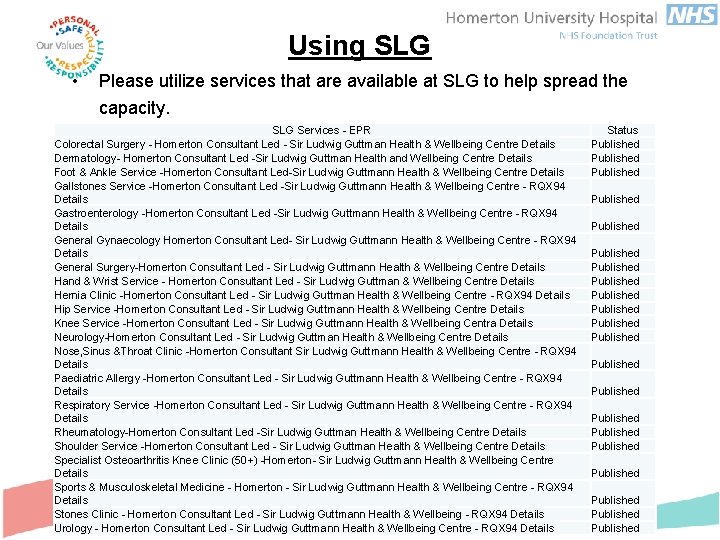 Using SLG • Please utilize services that are available at SLG to help spread