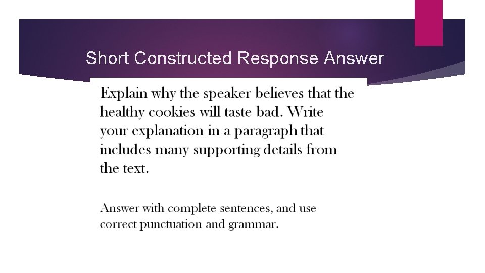 Short Constructed Response Answer 