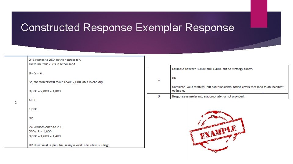 Constructed Response Exemplar Response 
