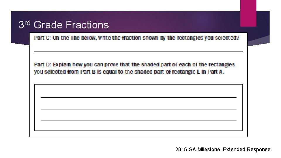 3 rd Grade Fractions 2015 GA Milestone: Extended Response 
