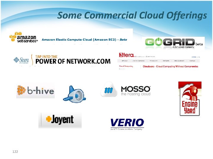 Some Commercial Cloud Offerings 122 