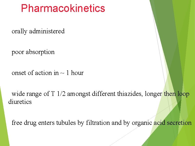 Pharmacokinetics orally administered poor absorption onset of action in ~ 1 hour wide range