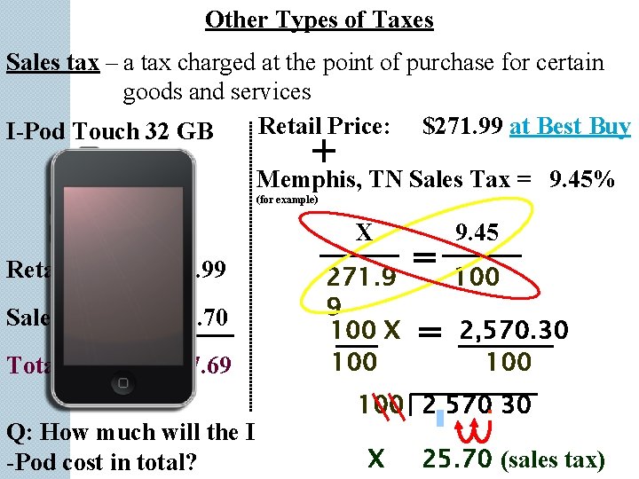 Other Types of Taxes Sales tax – a tax charged at the point of Other Types of Taxes Sales tax – a tax charged at the point of