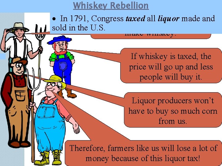 Whiskey Rebellion Why would farmers be mad about a tax on liquor? In 1791, Whiskey Rebellion Why would farmers be mad about a tax on liquor? In 1791,
