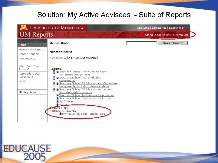 Solution: My Active Advisees - Suite of Reports 