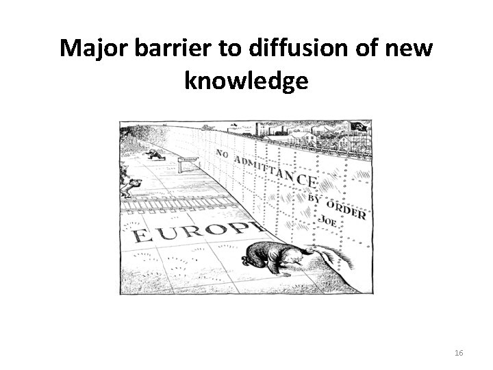 Major barrier to diffusion of new knowledge 16 