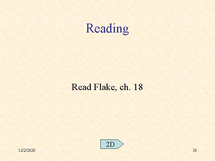 Reading Read Flake, ch. 18 12/2/2020 2 D 36 